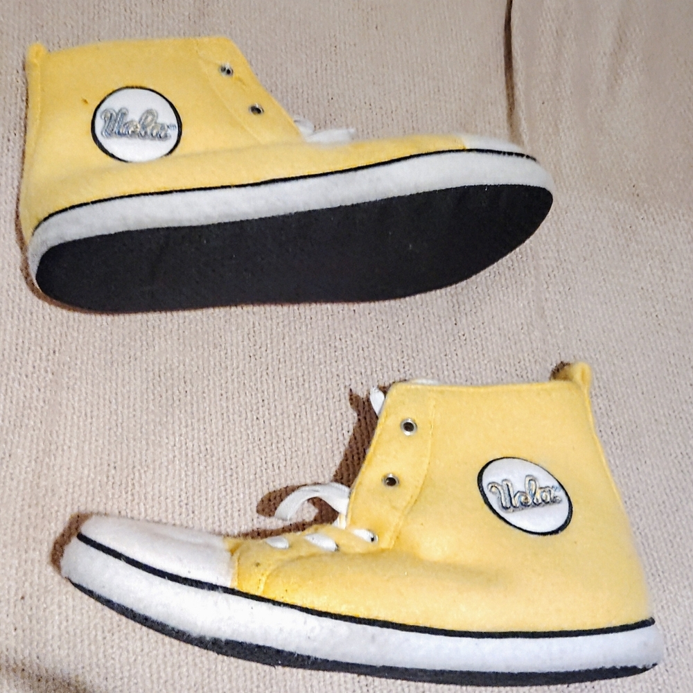 Mens UCLA Yellow White Felt High Top Sneakers Shoes Large L